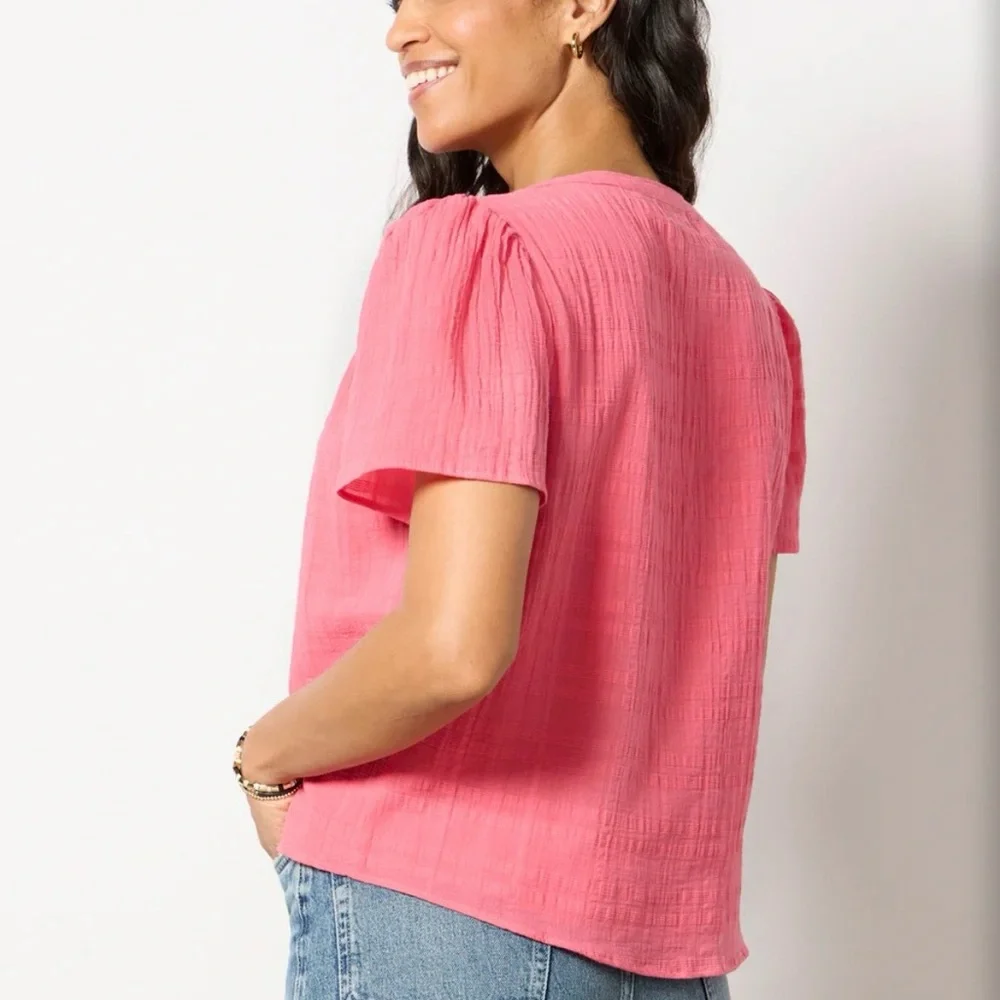 Shelby Textured Split Neck Top XL Sun-kissed coral
Evereve - Picture 3 of 13